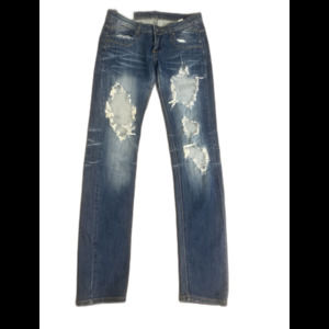 Machine Nouvelle Mode Jeans Womens size 28 Denim Blue Distressed ripped torn